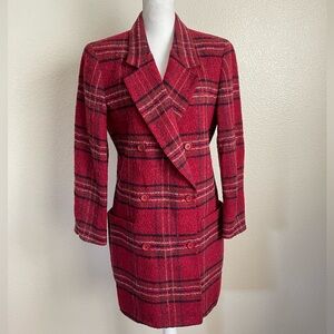 Christian Dior Christmas coat tweed boucle checker blazer Shoulderpads buttons